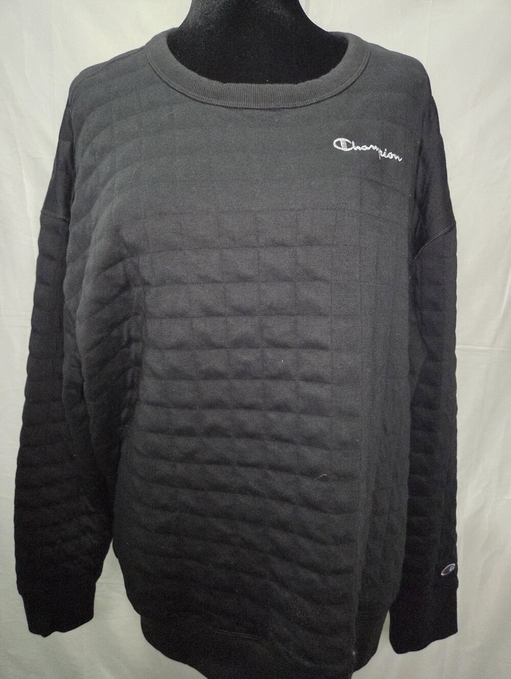 Champion Black Quilted Crewneck Sweater